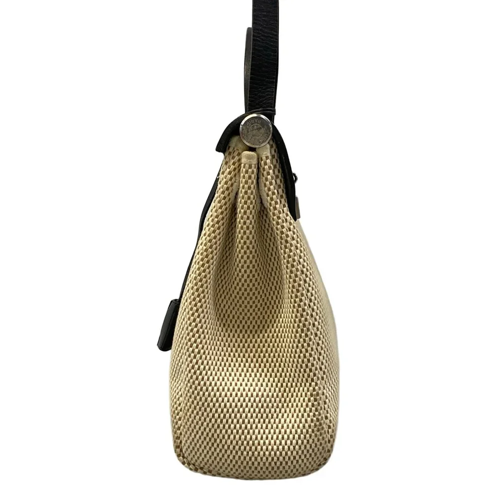 Hermès Herbag PM Handbag Cream Black Toile GM Leather